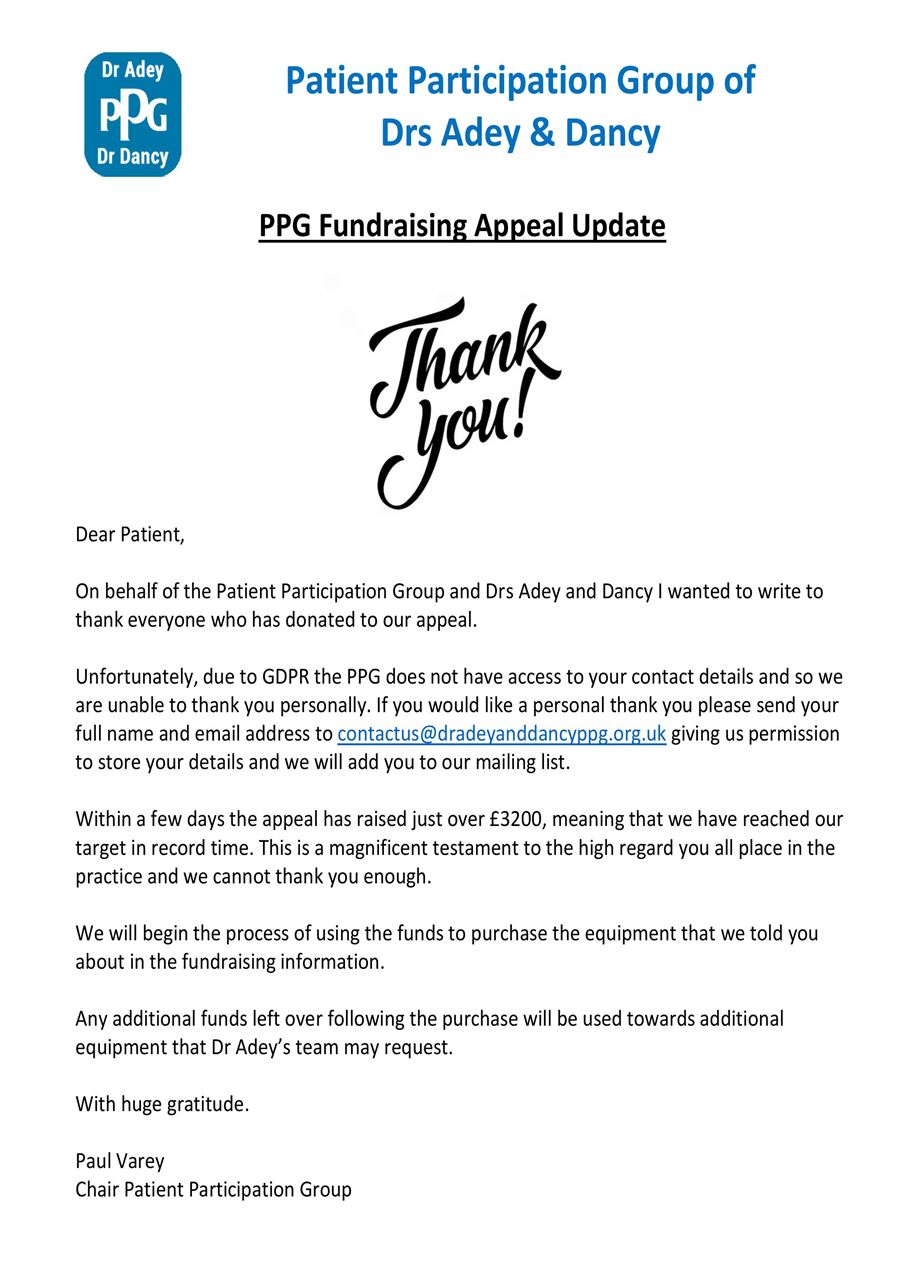 Thank you letter from PP